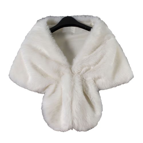 Châle En Fourrure Artificielle Pour Femme, Couleur Unie, Épais, Chaud, Résistant Au Froid, Manteau De Cape, Châle De Fête Formelle, Automne Et Hiver-Blanc