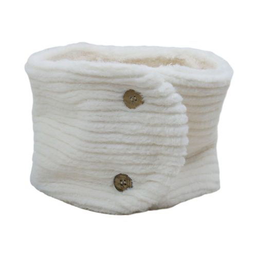 Écharpe Épaisse Et Chaude Doublée De Polaire, Douce Et Confortable, Chauffe-Cou Unisexe, Couleur Unie, Fermeture À Boutons, Écharpe D'hiver Pour Temps Froid-Blanc Laiteux B