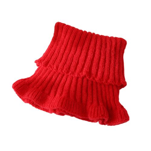 Écharpe De Cou Pour Femmes, Couleur Unie, Garniture Transparente, Faux Col Tricoté, Style Chaud, Cache-Cou, Accessoire De Vêtements Polyvalent-Rouge