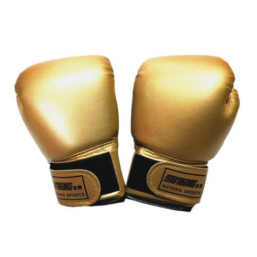 Gants De Boxe Unisexes En Faux Cuir Pour Enfants, 1 Paire, Sac De Boxe Pour Jeunes, Kickboxing Muay Thai, Gants D'entraînement, Gants De Sparring-Doré