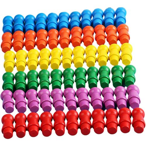 Ytseazn-Lot De 66 De Pions De Jeu Multicolores,Pièces En Bois Pour Jeu De Société,Pièce D'échecs De Remplacement,Pièces Pour Jeu De Dames Chinoises