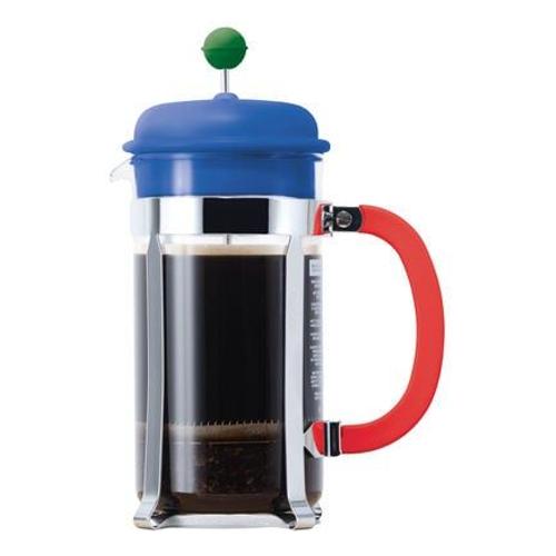 Bodum - Cafetière à piston 8 tasses avec couvercle bleu et rouge 1 l - Bleu