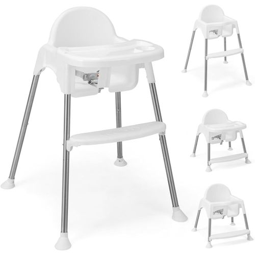 Ytseazn-Chaise Haute 4 En 1 Pour Bébé Avec Double Plateau Amovible,Ceinture De Sécurité 3 Points,Pp Et Acier Inoxydable,Pour Bébé De 6 À 36 Mois