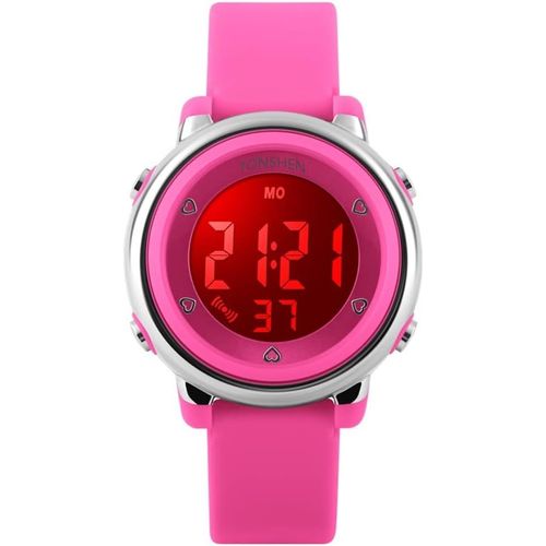 Ytseazn-Montre Enfant Fille Garçon Digital Sport 50m Etanche Multifonction Électronique Montres 7 Couleur Led Rétro Eclairage Plastique Bordure Et Caoutchouc Bande Alarme Pour 6 Ans À 12 Ans Enfants