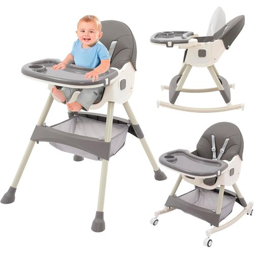 Ytseazn-3 En 1 Chaise Haute Bébé Pliable Chaise Haute Transat Inclinable Enfant Chaise Reglable Hauteur Avec Table Et Roulettes