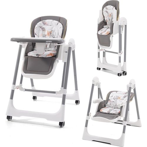 Ytseazn-5 En 1 Chaise Haute Bébé Evolutive,Pliable Chaises Hautes Enfant,Transats Et Balancelles,Transat Haut Inclinable Bébé Confort,Chaise Reglable Hauteur Avec Table Et Roulettes