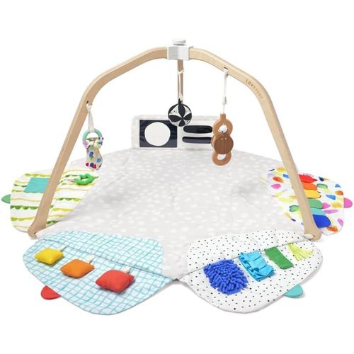 Ytseazn-Play Gym,Tapis D'éveil Bébé Avec Arche De Jeu En Bois,5 Zones,Stimulant Le Développement L'enfant,Dès La Naissance,Conçus Par Des Experts Du Développement Cérébral(Anglais)