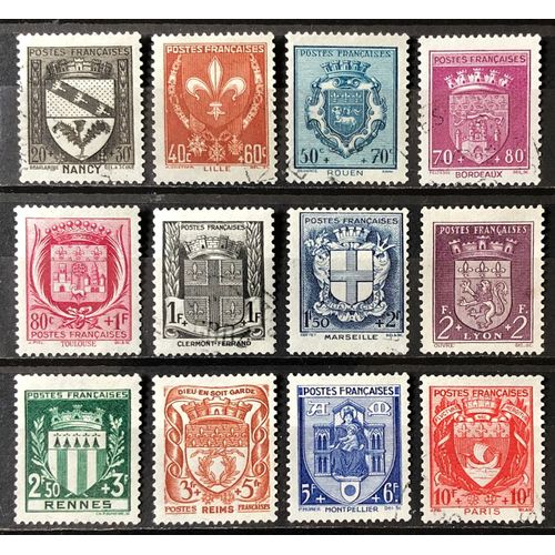 Série Blasons / Armoiries De Villes 1941 - Très Jolis N° 526 Nancy 527 528 Rouen 529 530 531 532 533 Lyon 534 535 536 537 Paris Obl - France Année 1941 - Brn83 - N33311