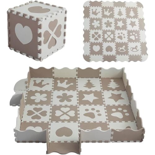 Ytseazn-Tapis Puzzle Bébé Dalle Mousse Enfant Tapis D¿Eveil Animaux Tapis De Jeu Imperméable 142x142x1 Cm Antidérapant 36 Dalles Cadeau Fête Naissance Anniversaire Modèle 01