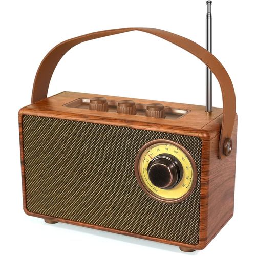 ytseazn-Enceinte Portables Bluetooth Rétro Mit Radio Fm Vintage,Haut-Parleur Sans Fil Vintage Mit Bois Poste Radio De Cuisine,Enceinte Bluetooth Rechargeable Élégance À L'Ancienne,Avec Aux/Usb/Carte Tf