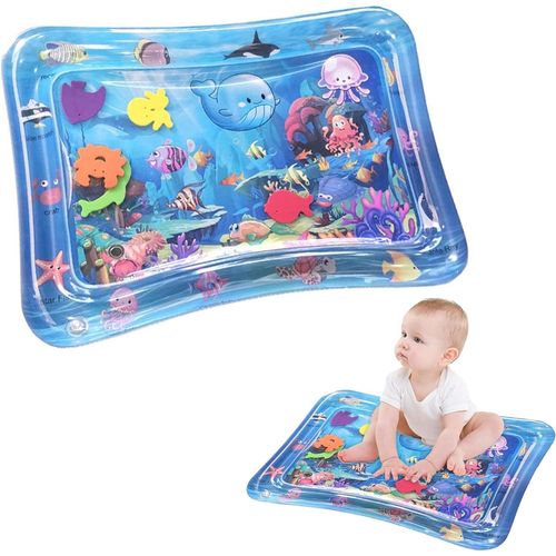 Ytseazn-Tapis D'eau Pour Bébé,Tapis D'eau Gonflable Pour Bébé En Pvc,Coussin D'eau Pour Bébé Jouets Nouveau-Nés,Tapis De Jeu Pour Bébé Jouets Sensoriels,Garçons Filles Bébé Jeux 3 6 9 Mois(Bleu)