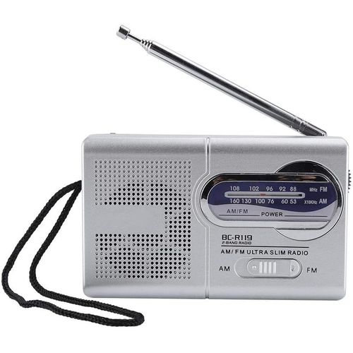 ytseazn-Mini Radio Am/Fm Radio De Poche Portable Haut-Parleur Intégré Avec Antenne Télescopique Pour Les Personnes Agées(Argent)