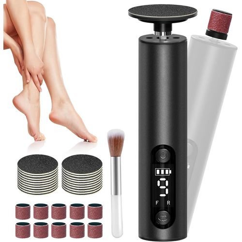 Ytseazn-Rapeuse Pieds Électrique-Rappe Pieds Pédicure 2 En 1 Pour Corne Rechargeable Avec Affichage(9 Vitesses Réglables) Ponceuse Pied Pour Femmes Hommes Pédicures(Noir-01) 