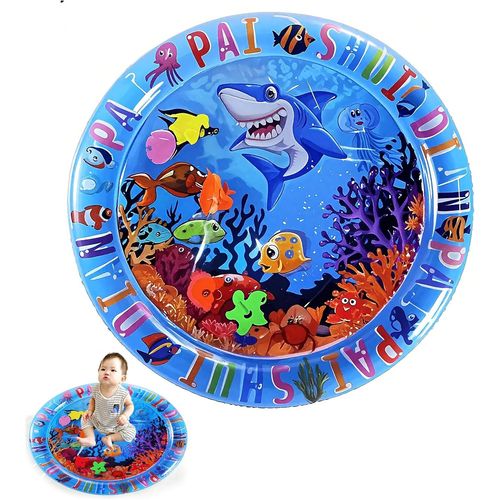 Ytseazn-Tapis De Jeu Gonflable Pour Bébé-Rond-Diamètre : 100 Cm-Pour Bébé De 3 À 6 À 9 Mois-Océan Bleu-Pour Ramper,Activités Amusantes