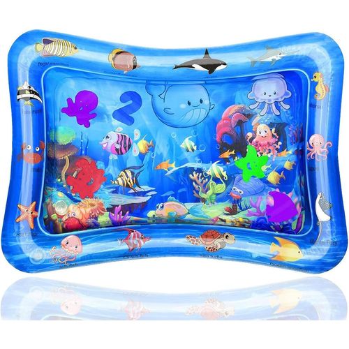 Ytseazn-Tapis De Jeu Gonflable Pour Bébé-Rempli D'eau-Sans Bpa-Pvc-67 X 47 Cm-Bleu-Pour Bébé De 3,6,9 Mois-Jouet Pour Bébé-Développement Sensoriel-Cadeau D'éducation