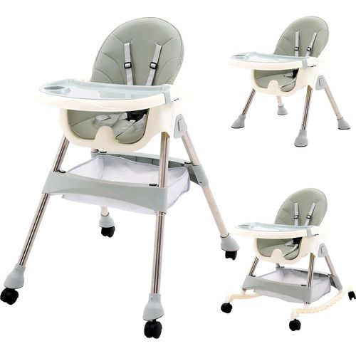 Ytseazn-3 En 1 Chaise Haute Bébé Evolutive Pliable Chaise Haute Transat Chaise Reglable Hauteur Avec Table Et Roulettes