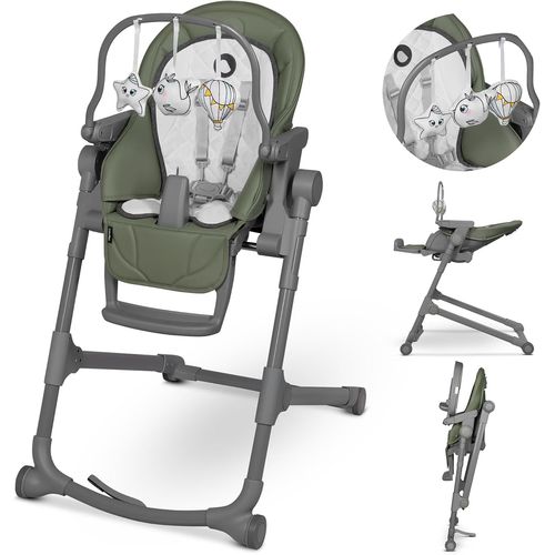 Ytseazn-Cora Plus 2en1 Chaise Haute Bébé Evolutive 6-36 Mois/15kg,Chaise D'enfant Pliable Avec Fonction Transat Bébé Jusqu'à 9kg,Réglable En Hauteur,Arche Avec Jouets