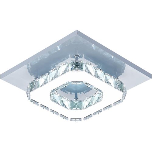Ytseazn-Plafonnier Led,Luminaire Plafonnier En Cristal,12w 5500k Plafonnier Carré Moderne Lustre Led Pour Salle De Bain Cuisine Chambre,Dia 20 Cm