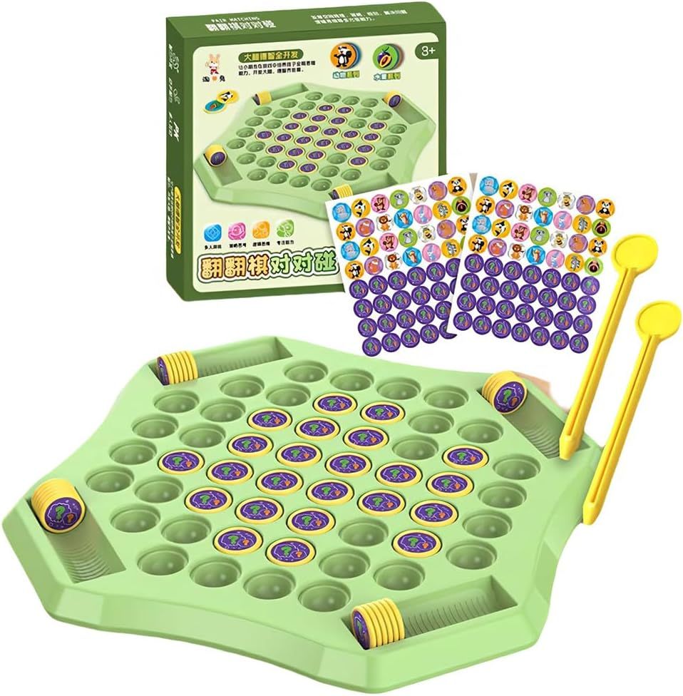 ytseazn-Flip Memory Game,Jeu De Mémoire De Flip D'Animaux De Dessin Animé,Jeux De Société Éducatifs Interactive Avec 52 Trous Pour Les Enfants Maternelle Préscolaire