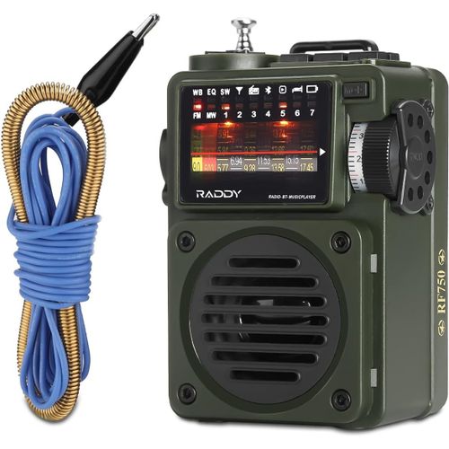 ytseazn-Raddy Rf750 Portable À Ondes Courtes Petite Radio Am/Fm/On Radio Numérique Rétro Rechargeable,Fonctionnant Sur Piles Avec Bt,Lecteur De Musique Sur Carte Tf,6 Modes Eq,Antenne Externe