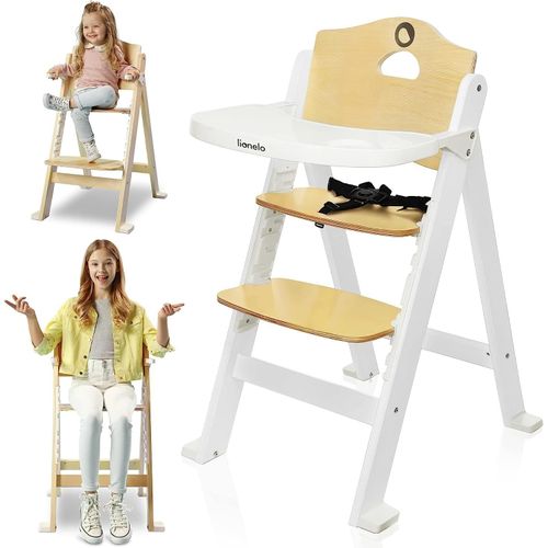 Ytseazn-Floris Chaise Haute Bébé En Bois 3 En 1,Plateau Amovible,De 6 À 36 Mois,Ceintures De Sécurité À 5 Points,Capacité De Charge Jusqu'à 15kg / 40kg(White)