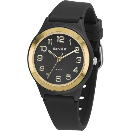 Ytseazn-Xb-48-10 Montre-Bracelet De Sport Unisexe Pour Fille Et Garçon Montre De Sport Analogique À Quartz Étanche 10 Bars Bracelet En Silicone Noir Doré,Noir ,Moderne