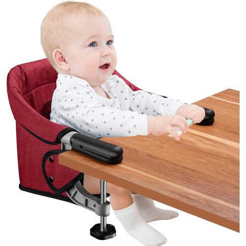 Ytseazn-Siège De Table Pour Bébé,Chaise Haute Portable Pilante Avec Harnais De Sécurité,Chaise Enfant De Table Avec Sac De Transport Pour Maison Et Voyage(Rouge)