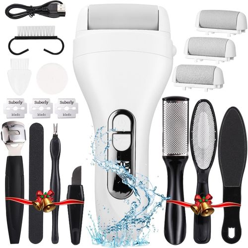 Ytseazn-Râpe Ponceuse Pieds Electrique,Pédicure Professionnel Anti-Callosités,Râpe À Pieds Étanche Portable Pour Peau Morte Rechargeable 2 Vitesses 3 Têtes Rouleaux 