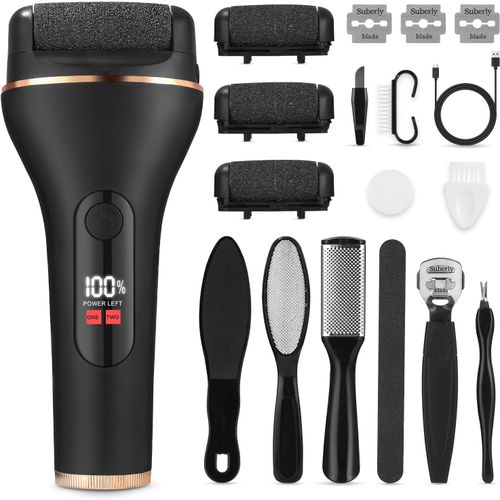 Ytseazn-Rapeuse Pieds Électrique Avec 3 Rouleaux De Remplacement,Râpe Pied Rechargeable,Ponceuse Pieds Electrique,18 Pieces Kit De Pedicure Professionnel Pour Pied,Rappe Pieds Pédicure Ipx7 Etanche 