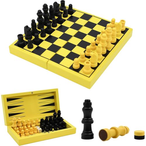 Ytseazn-Jeu D'échecs,3 En 1 Echiquier Magnetique Dames Jacquet,Echecs En Bois Pliable Pour Adultes Et Enfants De Voyage,Jeux De Stratégie