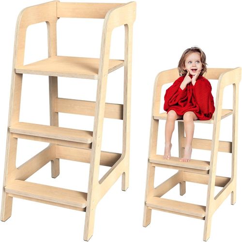 Ytseazn-Chaise Haute En Bois De Bouleau Pour Enfants-Facile À Monter,Évolutive,Avec Repose-Pieds Inclus,Ergonomique Et Stable
