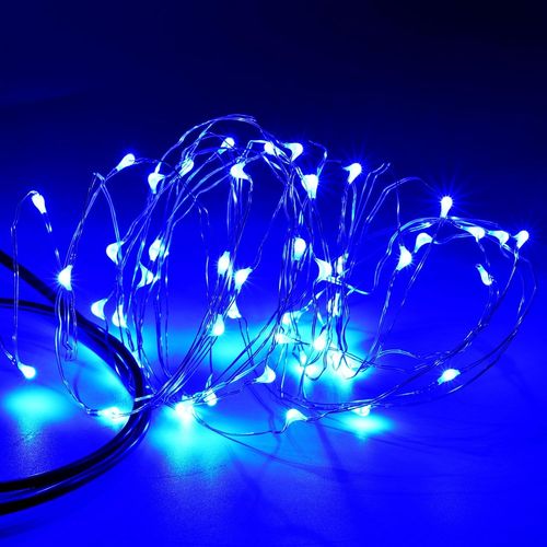 Trahoo-Usb Plug In Led Fairy Lights,50 Led Bulbs 16 Ft Silver Wire Starry String Lights For Bedroom Patio Garden Party Wedding Commercial Lighting (Blue)