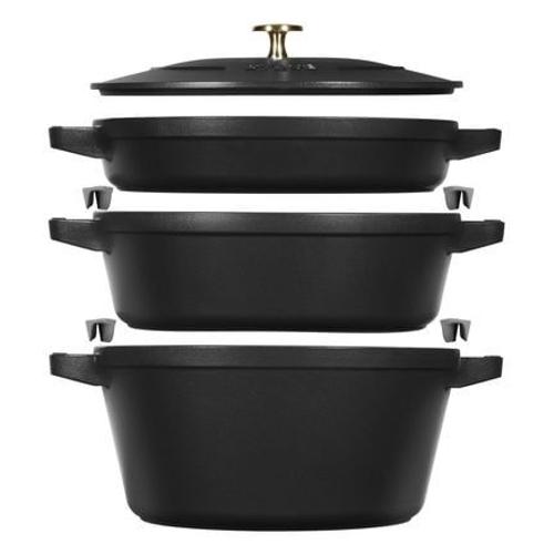 Staub - Batterie de cuisine empilable 4 piÃ¿ces noires  - Noir