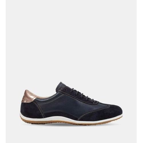 Geox Baskets Basses Vega En Cuir Bleu