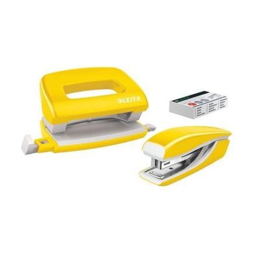 Leitz - Set Mini-Agrafeuse Et Perforateur Wow Jaune  - Jaune