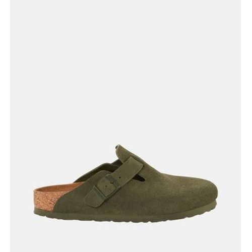 Birkenstock Mules Boston En Cuir Daim Vert