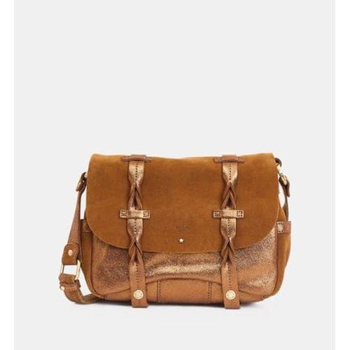 Mila Louise - Sac besace cartable Aless croÃ»te de cuir bi matiÃ¿re   - Marron