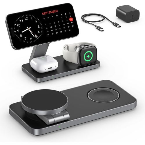 Chenquansarl-Station De Charge For Iphone 16 15 14 13 12 Pro/ /Plus, Apple Watch 9 8 Se 7 6 5 4 3 2, Airpods 2/3/Pro,Station De Charge,Chargeur Sans Fil Rapide (Tout Noir)