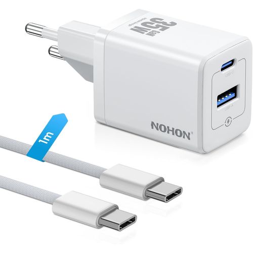 ChenQuanSarl-Chargeur Usb C Rapide 35W Gan Adaptateur Usb C Avec 1M 60W Câble, Pd3.0 Pr Secteur, 2-Port Chargeur Rapide Compatible Avec Iphone 15 14 13 12 Pro /Ipad Pro Mini/Samsung/Pixel