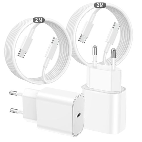 Chenquansarl-Lot De 2 Chargeur Usb C Rapide For Iphone 16 15,20w Usb C Chargeur Avec 2m Câble C Vers C Pour Apple Iphone 16 15 Pro/ /Plus/Ipad Pro, Air, Mini,Samsung Galaxy S25/S24/S23+