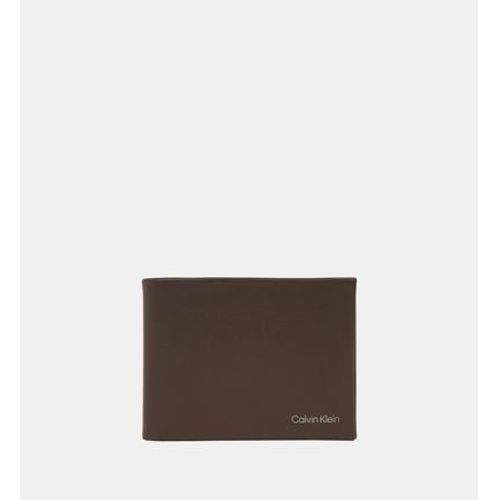Calvin Klein - Portefeuille cuir grainé à rabat - Marron