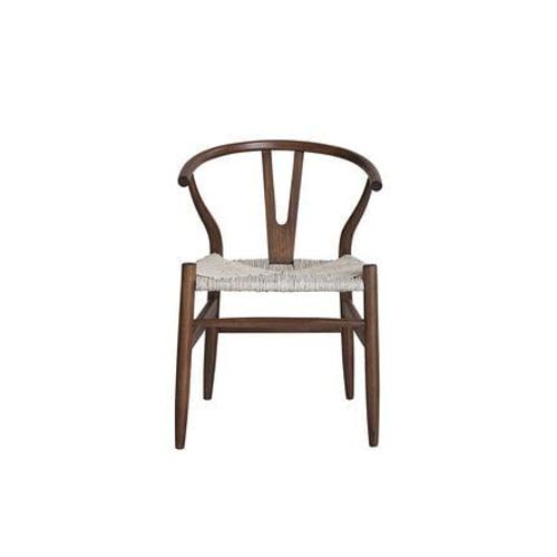 Bois Dessus Bois Dessous - Camille Chaise En Mindi Massif Finition Noyer Et Assise Tissée - Marron