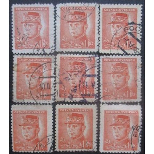 Tchecoslovaquie N°406a X 9 Oblitéré