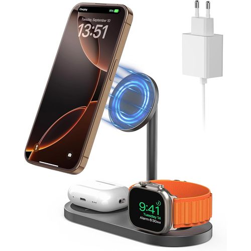Chenquansarl-X23 Pro Chargeur 3 En 1 Pour Apple, Station De Charge Mag-Safe Pour Apple, Chargeur Sans Fil Compatible Avec Iphone 16 15 14 13 12 Pour Airpods 3 2 Pro Apple Watch Ultra 9/8/7/6