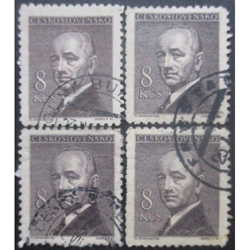 Tchecoslovaquie N°439 X 4 Oblitéré