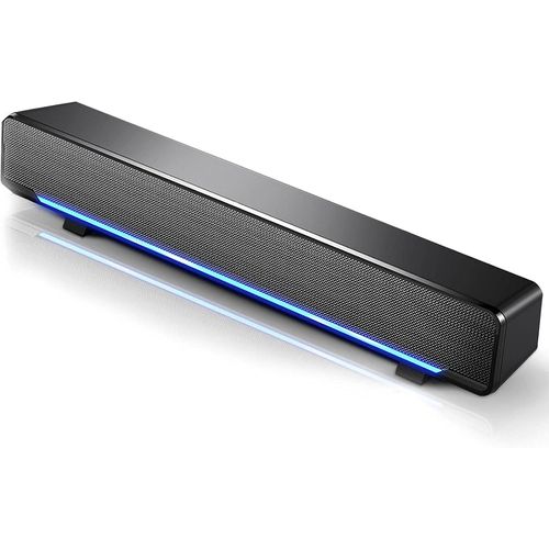 Letnerny-Barre Son 5w Pc Bureau, Usb Enceintes Soundbar Filaire Portable Avec Entrée 3,5 Mm Home Cinéma Bass Surround Music Player Soundbar Pour Pc, Tablette, Smartphones(Noir)