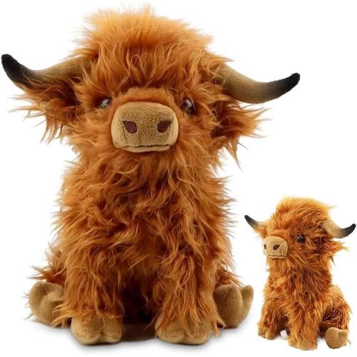 LETNERNY-Highland Cow En Peluche Marron,28Cm Peluche Vache,Highland Cow Plush,Jouet En Peluche Highland Cattle,Jouet En Vache Des Highlands,Peluche Câline Cadeaux Pour Enfants Garçons Filles