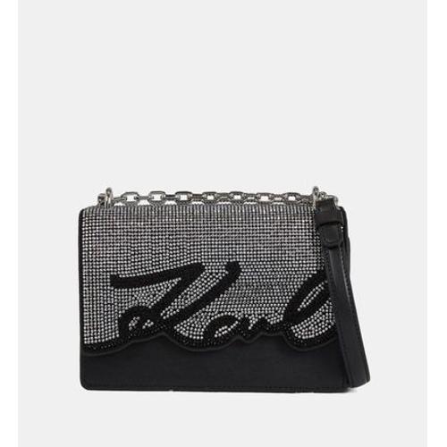 Karl Lagerfeld - Sac besace Signature S strass - Noir