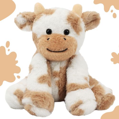 LETNERNY-Jouet Mignon En Forme De Vache En Peluche - Jouet Articulé - Pour Garçons Et Filles - Marron Clair - 22,9 Cm
