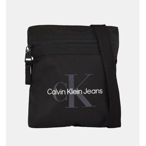 Calvin Klein - Sacoche en textile monogramme  - Noir